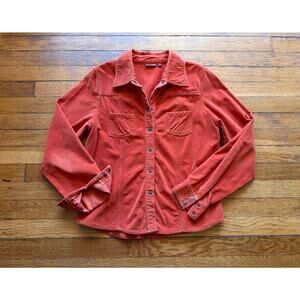 NEVADA Orange Corduroy Snap Front Shirt Womens sz M (Fits like a Small)